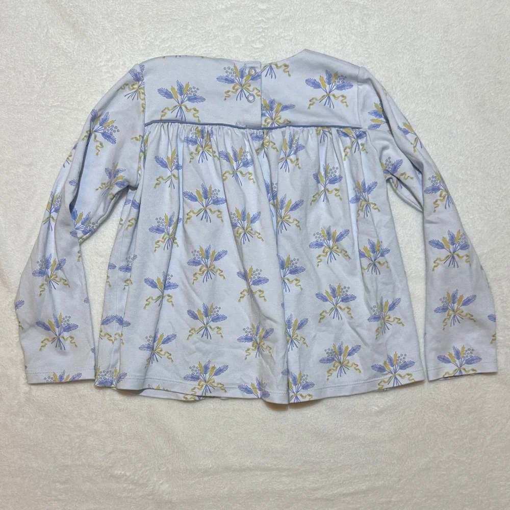 EUC The Beaufort Bonnet Company girls blue bow print long sleeve swing top 7